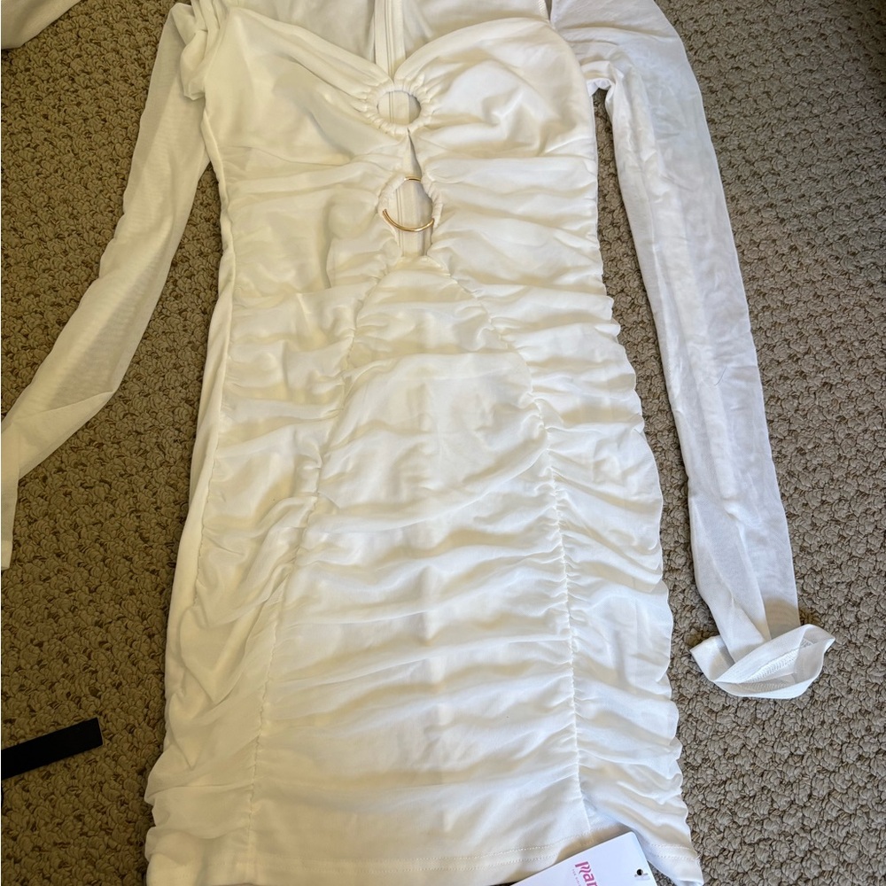 White Ruched Dress - Never Worn!